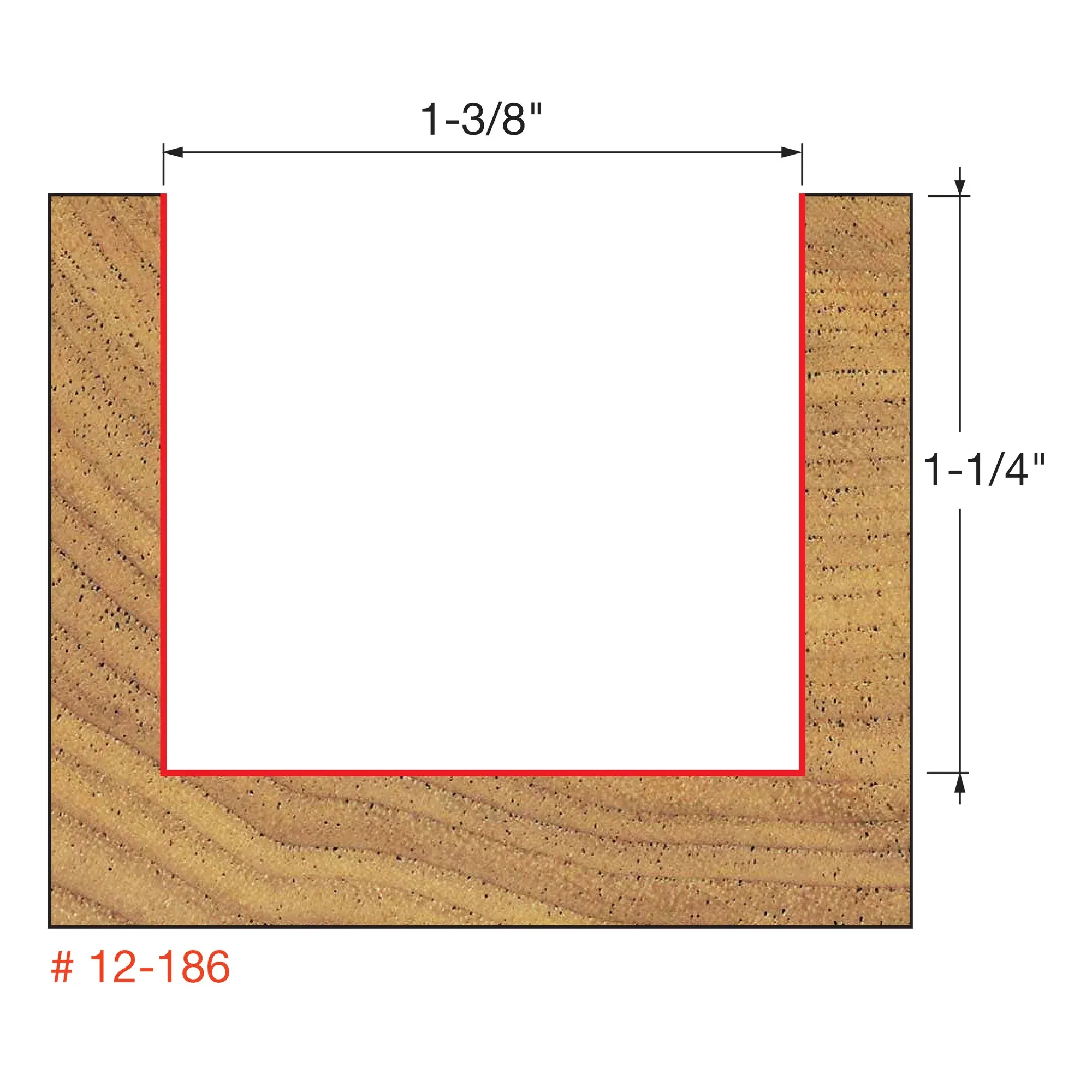 Freud, 12-186 1-3/8'' Double Flute Straight Router Bit 1/2'' Shank - Image 2