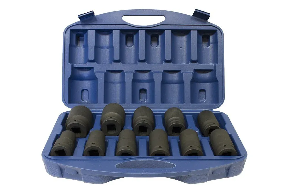 1" Drive Metric Deep Impact socket set 22-46mm Hex (3.2" deep) (JQ-80-1-11set)