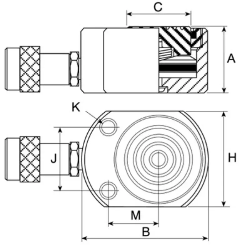 Hydraulic Multi-stage Low Height Cylinders (10tons - 1") (YG-10D) - Image 2